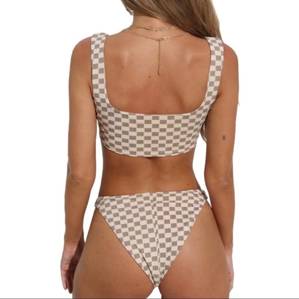Checkered Pattern 2 Piece Set Bikini - image 3